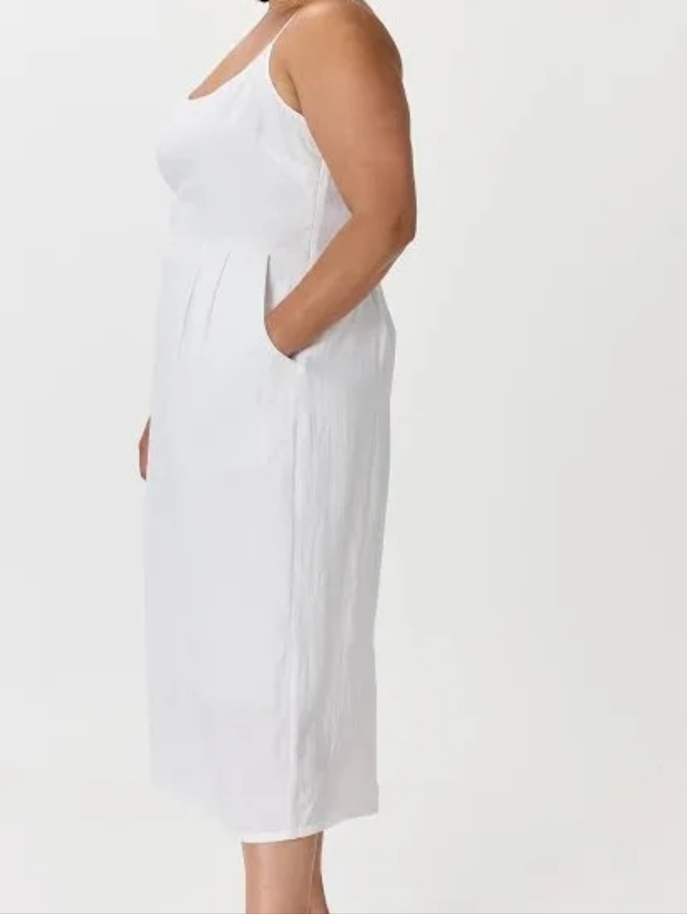 Quince 100% European Linen Scoop Neck Midi Dress White Size Small Classic Minima